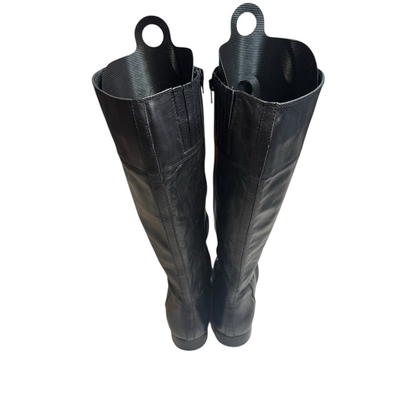 Arturo Chiang Black Leather Riding Boots Size 7.5 Tall Equestrian Flat Zip Boot - Picture 3 of 8